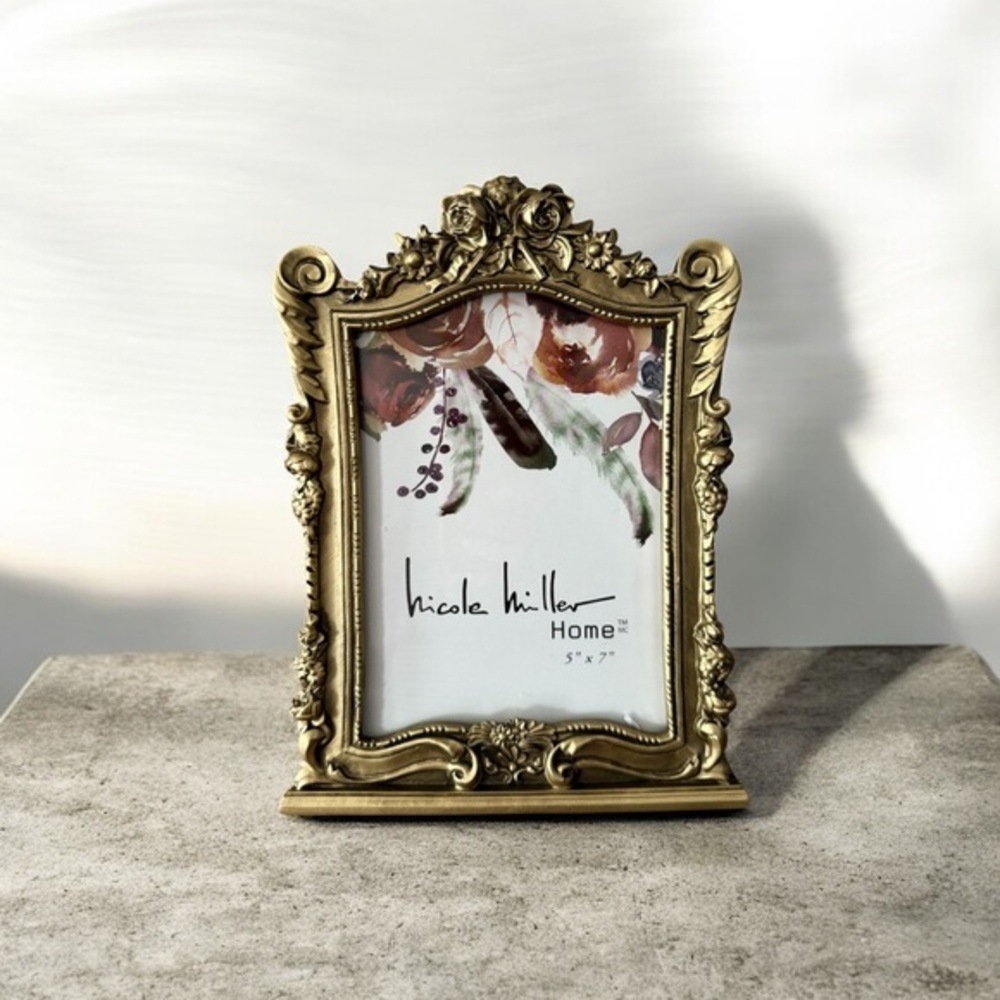 Nicole Miller Gold Floral Embellished Frame antique style
